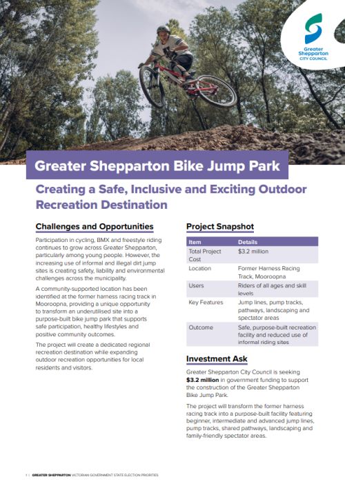 Fact Sheet - Greater Shepparton Bike Jump Park