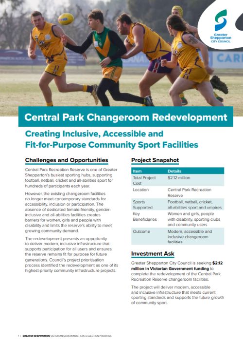 Central Park Changeroom Redevelopment