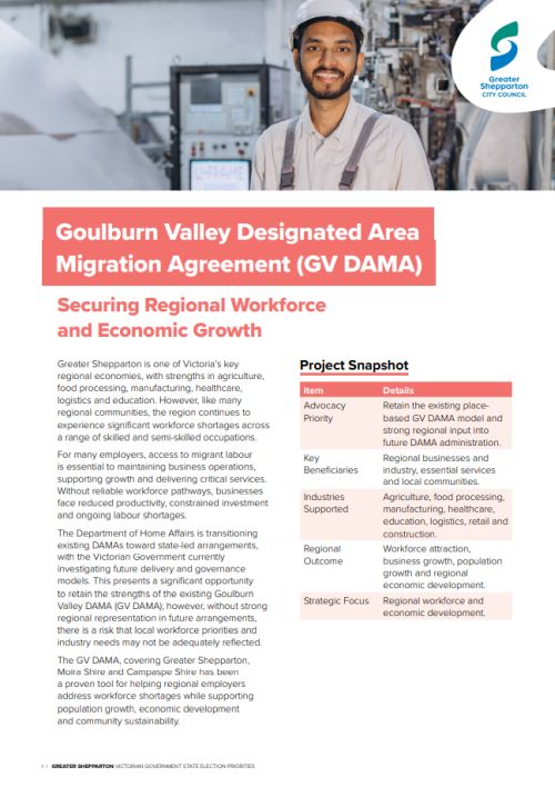 Fact Sheet - Goulburn Valley Designated Area Migration Agreement (GV DAMA)