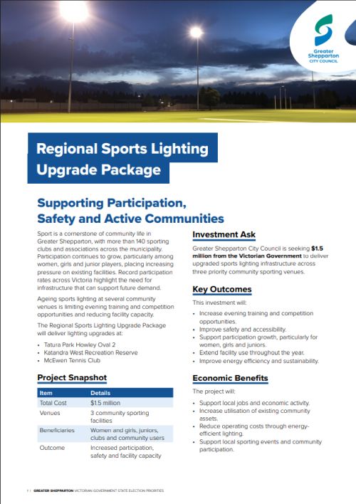 Fact Sheet - Regional Sports Lighting Upgrade Package