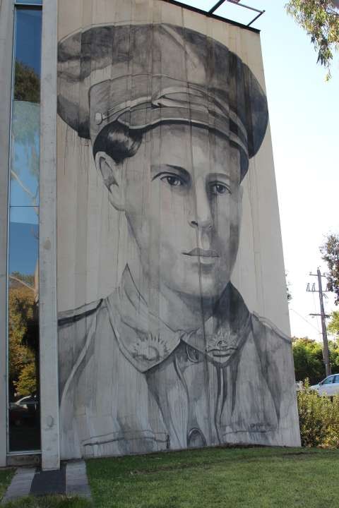 The mural of Private Daniel Cooper acknowledges the contribution of local Aboriginal people in military service for the nation.