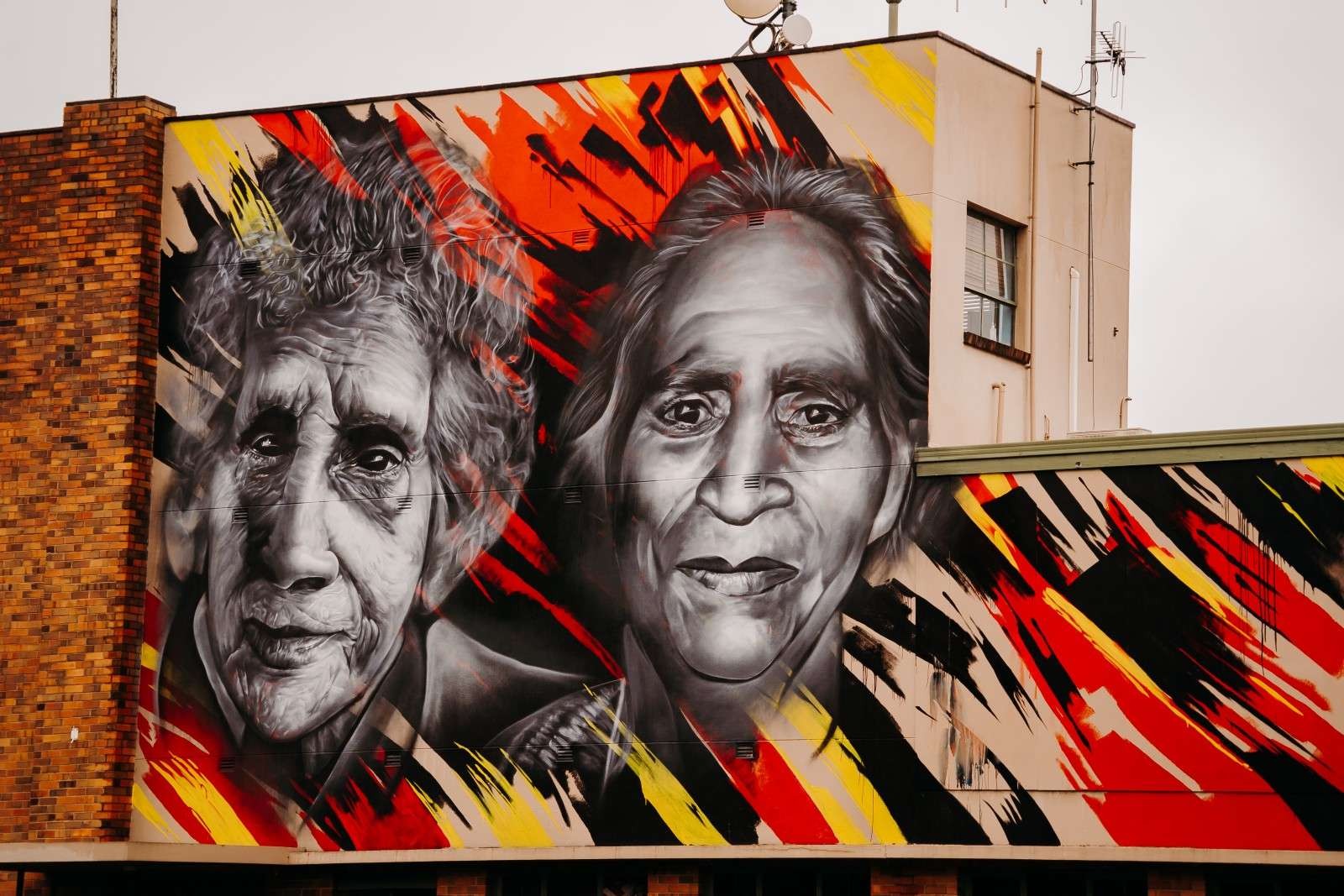 The latest works as part of the Aboriginal Street Art Project, Welsford Street, Shepparton.