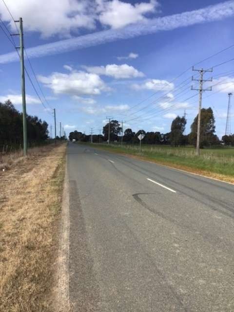 Illegal herbicide use on long lengths of roadsides in Shepparton.