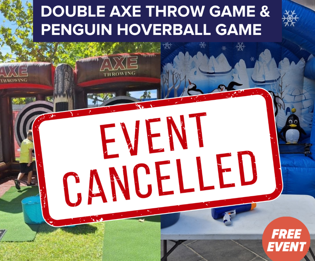 Cover image for event - Cancelled - Double Axe Throw Game & Penguin Hoverball Game