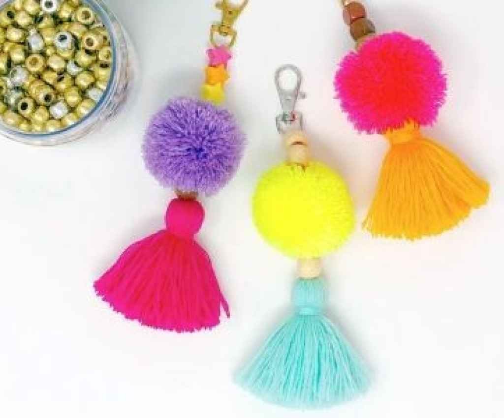 Cover image for event - Craft & Coffee at Shepparton Library - Pompom & Tassel Keychains