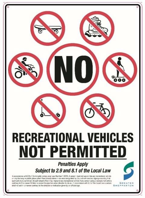 Recreational vehichles forbidden sign