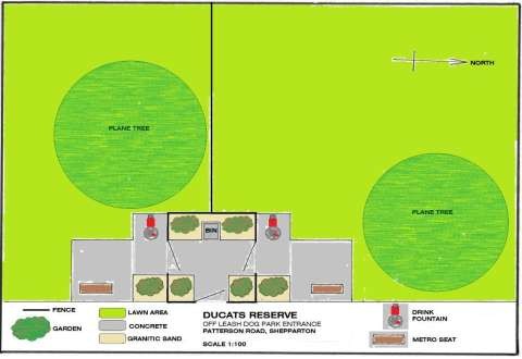 The layout for GSCC's first Off Leash Dog Park at Ducat Reserve on Patterson Road