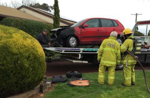 CFA responding to Mooroopna car fire.