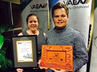 GSCC Manager - Neighbourhoods Amanda Tingay and Aboriginal Partnerships Officer Brodie Humphreys at the Victorian Aboriginal Education Association Inc. (VAEAI) Wurreker Awards in Melbourne.  