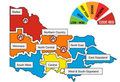19 Nov 2015 has been declared a day of Total Fire Ban in the Mallee, Wimmera, Northern Country and North Central district(s) of Victoria.
