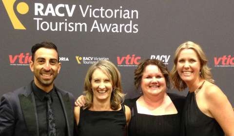Anthony Nicolaci, Tricia Martinek, Kim Robson and Amy Russell represented the GSCC Tourism and Event team at the RACV Victorian Tourism Awards Gala Ceremony.