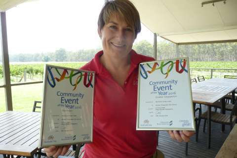 Overall Greater Shepparton Community Event Award presented to Murchison Tomato Festa. Sandra Vassoler pictured with certificate  