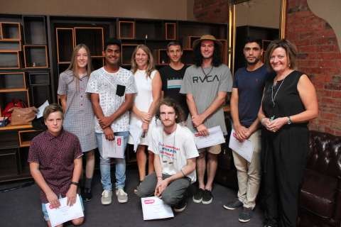 The Community Fund Goulburn Valley CEO Cheryl Hammer and Manager Corporate & Donation Services Andrea McNab with the 6 #ShepPROUD Video Project Finalists. 