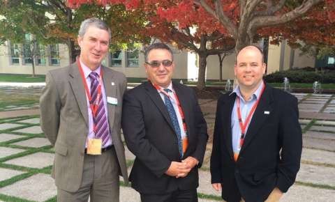 GSCC CEO Peter Harriott, Mayor Cr Dinny Adem and CEO Peter Harriott and Committee for Greater Shepparton CEO Sam Birrell this week at Parliament House, Canberra. 