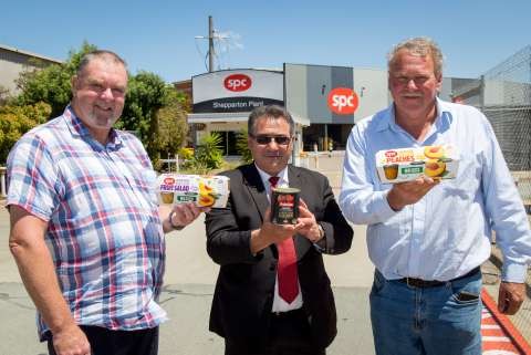 Cr Bruce Giovanetti, Cr Dinny Adem and Cr Dennis Patterson with our local produce at SPC
