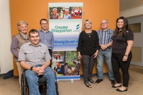 Left to right: Jeanette Ryan, Jason Watts (GSCC Team Leader Assessment & Inclusion), Barbara Carter, Tony Bell, Sarah Pain.
Front: Mark Tomkins (GSCC Access & Inclusion Officer)
Absent: Cr Les Oraszvary, Jodie Campbell, Jeanette Doherty, Annie Nichols