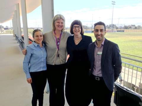 From left, Bronwyn Humphrys, Vicsports; Lisa Hasker, CEO Vicsport; Kate Palmer, CEO ASC; Anthony Nicolaci, Manager, Greater Shepparton City Council.