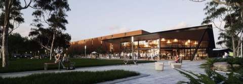 Concept render of a redeveloped Shepparton Sports Stadium.