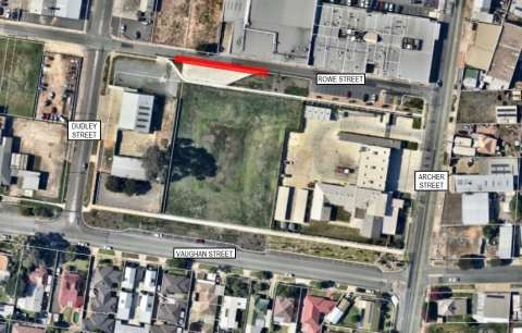 Aerial map of Rowe Street showing the location of the works.