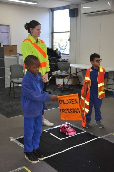 St Georges Road Primary School students taking part in the School Crossing Education Program. 