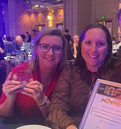 Council's Belinda Schmedje and Stacey East are pictured with the silverware