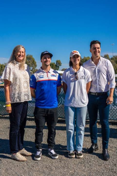 AusCycling CEO Marne Fechner Hayden Fletcher Saya Sakakibara and Councillor Shane Sali