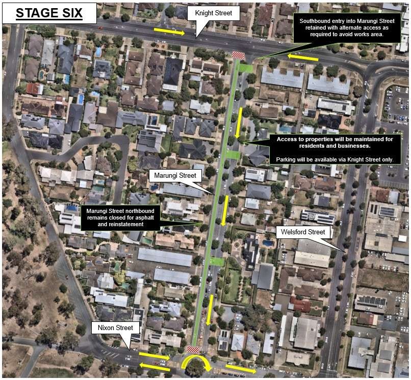 Map showing Stage Six road closures and traffic movements.