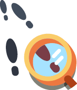 Magnifying glass looking at footprints